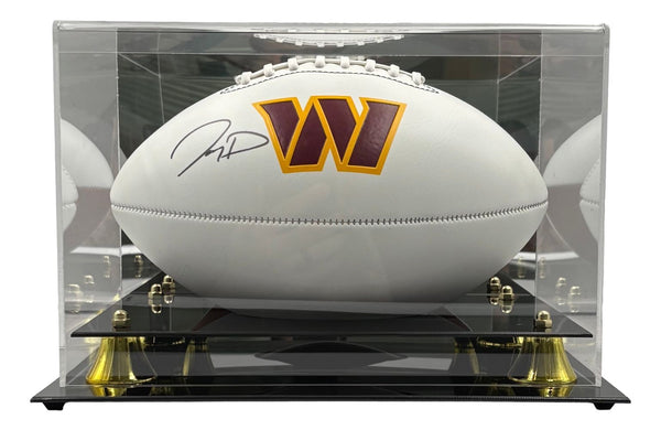 Jayden Daniels Signed Washington Commanders Logo Football Fanatics w/ Case