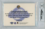 Kurt Warner Signed 1999 Fleer Focus Feel The Game Jersey Card BAS Slab 34248
