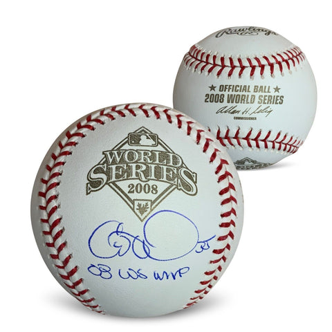 Cole Hamels Autographed 2008 World Series MVP Stats Signed Baseball Beckett COA