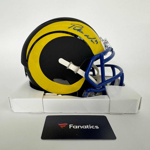 Autographed/Signed Puka Nacua Los Angeles Rams Mini Football Helmet Fanatics COA