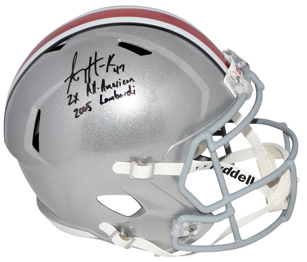 AJ HAWK SIGNED OHIO STATE BUCKEYES FULL SIZE HELMET + 2X ALL-AMERICAN & LOMBARDI