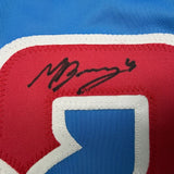 Framed Autographed/Signed Moises Ballesteros 35x39 Blue CC Jersey BAS COA