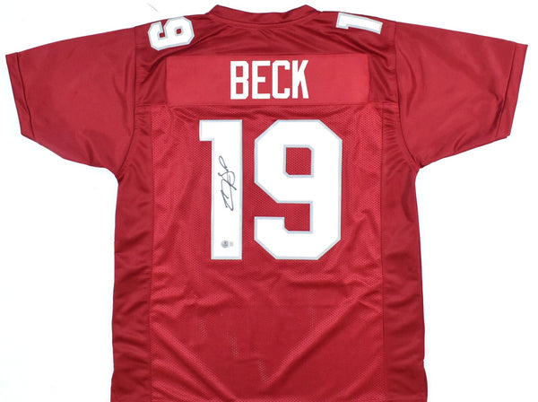 Carson Beck Autographed Red Pro Style Jersey - Beckett W Hologram