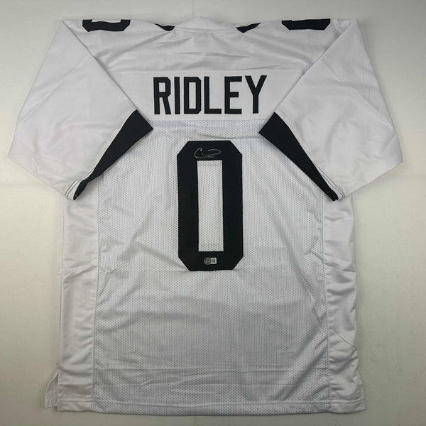 Autographed/Signed Calvin Ridley Jacksonville White Jersey Beckett BAS COA