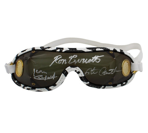 Ron Turcotte, Steve Cauthen & Jean Cruguet Signed Triple Crown White Goggles