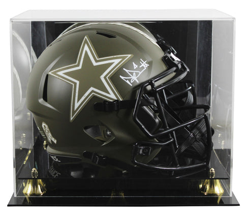 Cowboys Dak Prescott Signed STS F/S Speed Rep Helmet W/ Case w/ White Sig BAS W