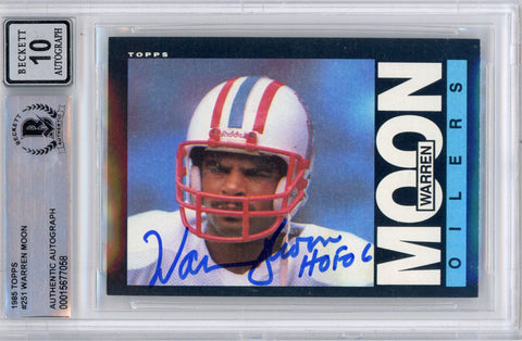 Warren Moon Autographed 1985 Topps #251 (Grade 10) Slabbed BAS 39900
