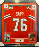 Warren Sapp Signed Miami Hurricanes 36"x 39" Framed Jersey (Beckett) Def. Tackle