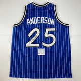 Autographed/Signed Nick Anderson Orlando Blue Pinstripe Jersey PSA/DNA COA