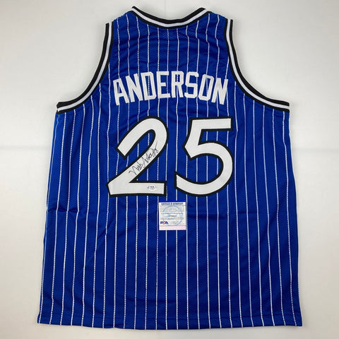 Autographed/Signed Nick Anderson Orlando Blue Pinstripe Jersey PSA/DNA COA