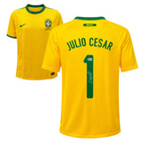Julio Cesar Signed Brazil FC Home Soccer Jersey #1 with Beckett COA