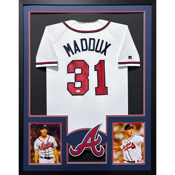Greg Maddux Autographed Signed Framed White Atlanta Braves Jersey JSA