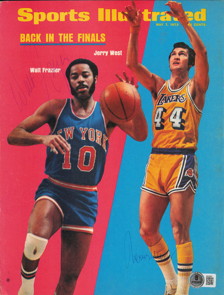 Jerry West & Walt Frazier Autographed Sports Illustrated Cover Beckett #AE08287