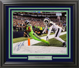 TYLER LOCKETT AUTOGRAPHED FRAMED 16X20 PHOTO SEAHAWKS TOE TAP TD MCS 210970