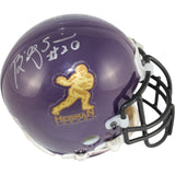 Billy Simms Autographed Heisman Trophy Purple Mini Helmet Authentic BAS 52752