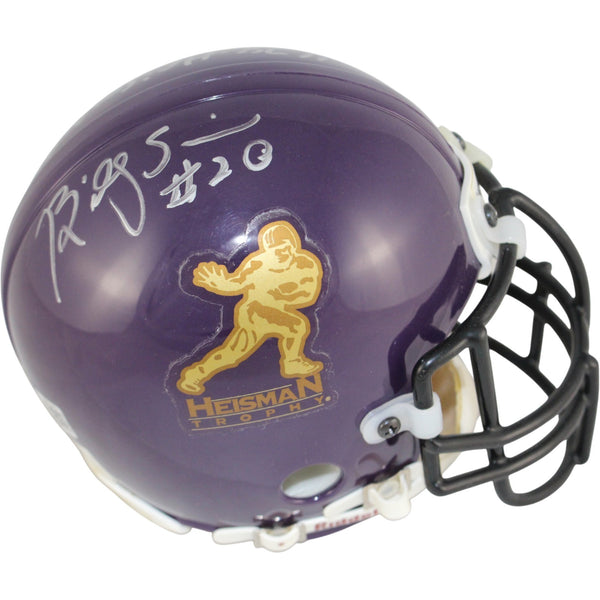 Billy Simms Autographed Heisman Trophy Purple Mini Helmet Authentic BAS 52752