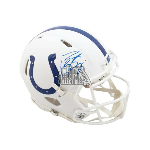 Peyton Manning Autograph Colts Flat White Authentic F/S Helmet Fanatics Blue Ink