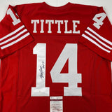 Autographed/Signed YA Y.A. Tittle HOF 71 San Francisco Red Jersey JSA COA