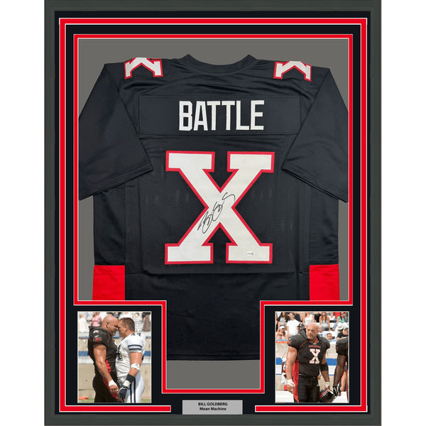 Framed Autographed/Signed Bill Goldberg Battle X 35x39 Jersey JSA COA