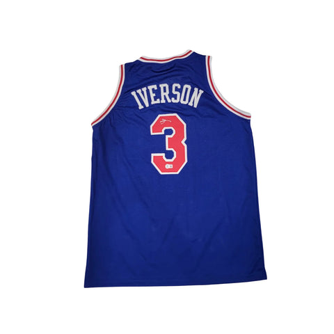 Allen Iverson Signed Philadelphia 76ers Pro Style Blue Jersey Beckett Witnessed