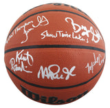 Showtime Lakers (6) Johnson, Thompson, Worthy, Scott +2 Signed Basketball BAS W