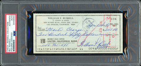 Bill Russell Autographed Signed 3x6 Check Boston Celtics PSA/DNA #84496883