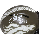 Terrell Davis Signed Denver Broncos Salute HOF Mini Helmet Beckett 42219