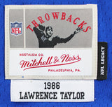 Giants Lawrence Taylor Signed 1986 Blue M&N TB Jersey BAS Witnessed #2W424447