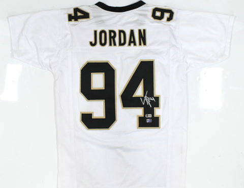 Cam Jordan Autographed White Pro Style Jersey - Beckett W Hologram *Silver