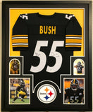 FRAMED PITTSBURGH STEELERS DEVIN BUSH AUTOGRAPHED SIGNED INSCRIBE JERSEY BAS COA