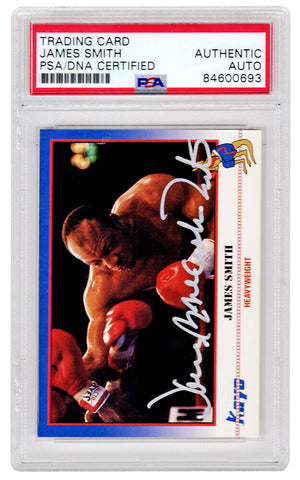 James Smith Autographed 1991 Kayo Boxing Card #10 w/Bonecrusher - (PSA)