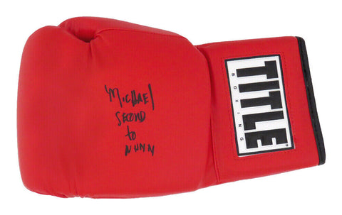 Michael Nunn Signed Title Red Boxing Glove w/Second To Nunn - (SCHWARTZ COA)