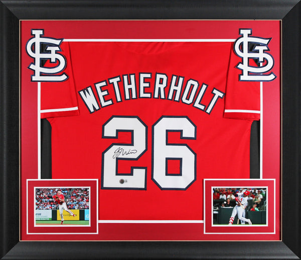 J.J. Wetherholt Authentic Signed Red Pro Style Framed Jersey BAS Witnessed
