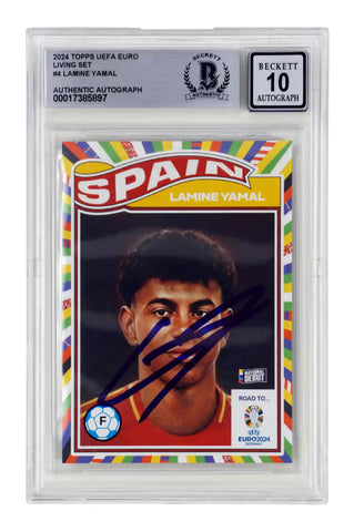 Lamine Yamal Signed 2024 Topps Living Road to EURO Rookie - BGS Autograph 10