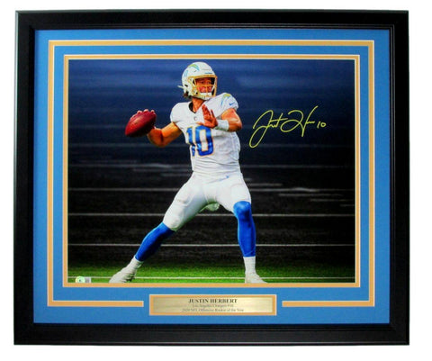 Justin Herbert LA Chargers Signed/Autographed 16x20 Photo Framed Beckett 167857