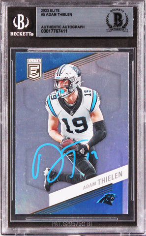 Panthers Adam Thielen Authentic Signed 2023 Elite #5 Card BAS Slabbed