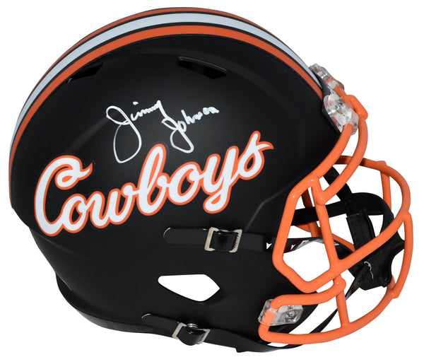 JIMMY JOHNSON SIGNED OKLAHOMA STATE COWBOYS FULL SIZE SPEED HELMET BECKETT