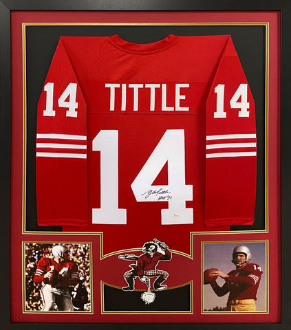 Y.A. Tittle Autographed Signed Framed San Francisco 49ers YA Jersey JSA
