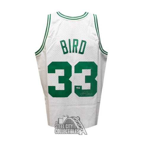 Larry Bird Autographed Celtics Mitchell & Ness White Basketball Jersey- Fanatics