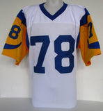 Jackie Slater Signed Rams Jersey Inscribed "HOF 01" (JSA) Playing Career 1976-95