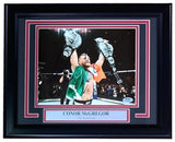 Conor McGregor Signed Framed 8x10 UFC Two Belts Photo PSA Hologram