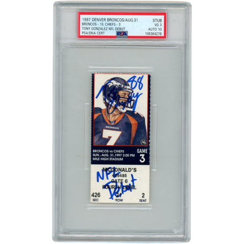 Tony Gonzalez Signed Kansas City Chiefs NFL Debut PSA 3 Ticket Slab PSA 47438