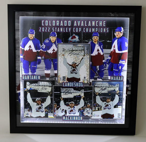 Colorado Avalanche Signed 8x10 Photos 2022 Stanley Cup Champions Lighted Frame