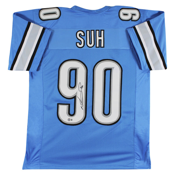 Ndamukong Suh Authentic Signed Blue Pro Style Jersey Autographed BAS Witnessed