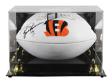 Bengals Boomer Esiason Signed Franklin White Panel Football W/ Case BAS Witness