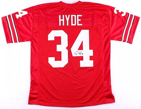 Carlos Hyde Signed Ohio State Buckeyes Red Home Jersey (JSA) 49ers Running Back
