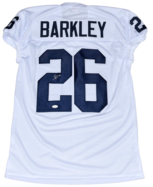 SAQUON BARKLEY SIGNED PENN STATE NITTANY LIONS #26 WHITE GAME CUT JERSEY JSA