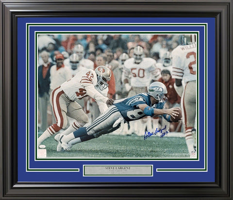 STEVE LARGENT AUTOGRAPHED FRAMED 16X20 PHOTO SEAHAWKS "HOF 95" MCS HOLO 212655