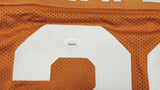 TEXAS LONGHORNS EARL CAMPBELL AUTOGRAPHED SIGNED ORANGE JERSEY JSA STOCK #237060