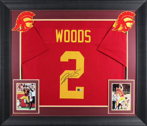USC Robert Woods Signed Maroon Pro Style Framed Jersey BAS Witnessed #WS34835